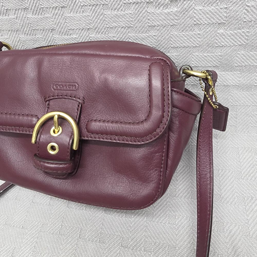 Coach Campbell Leather Camera Crossbody Bag Womens Small Burgundy Leather - Picture 5 of 16